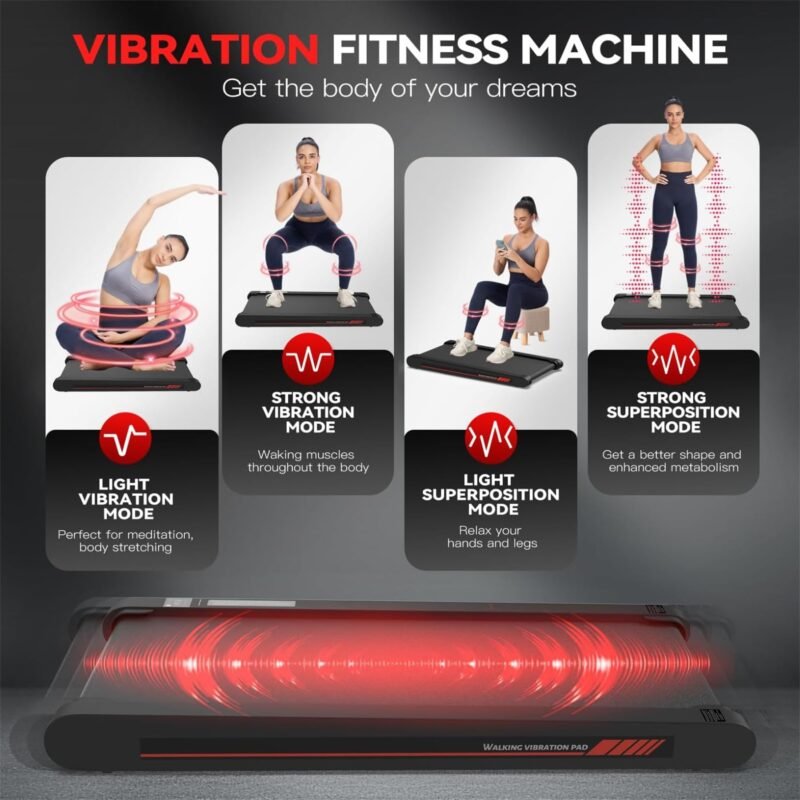 Sperax 3-in-1 Under-Desk Walking Pad – App & Remote-Controlled Vibration Treadmill, 2.5 HP Quiet Motor, 9% Auto-Incline (Red) - Image 8