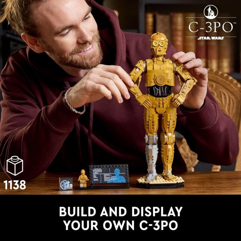 LEGO Star Wars C-3PO Droid Figure 75398 – Collectible Build-and-Display Model for Adults with Minifigure & Info Plaque – 25th Anniversary Star Wars Gift & Home Decor – 1,138 Pieces - Image 2